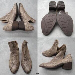 Volatile Boots Women 6 Gray Faux Snakeskin Pull-On Block Heel Western Ankle